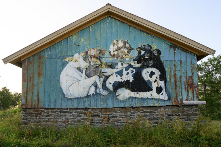 Engeløya is overwhelmingly rural, as the street art suggests © Ernst Furuhatt