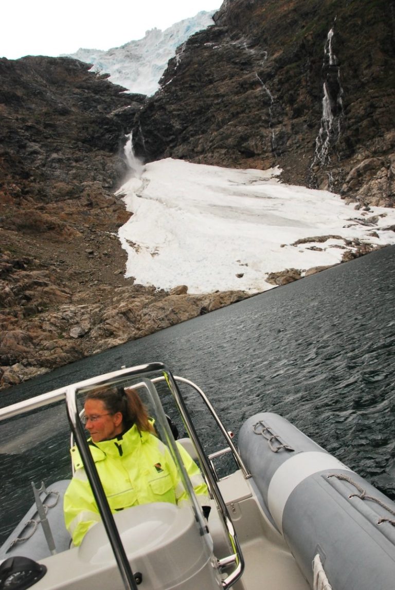 You can't get too close, large chunks of ice can fall off the glacier and crash into the sea below at any time © Knut Hansvold
