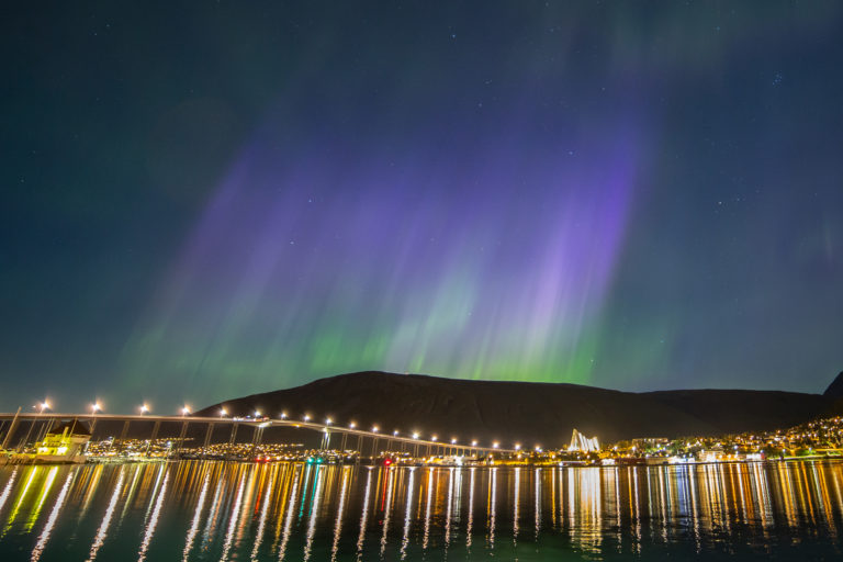 Northern Lights photo taken in the middle of Tromsø, taken by © Willam Copeland