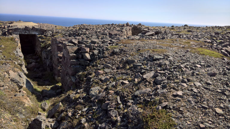 Machine gun position on Cape Kibergneset. The brighter section to the left shows a foundation for a 28mm canon © Steinar Borch Jensen