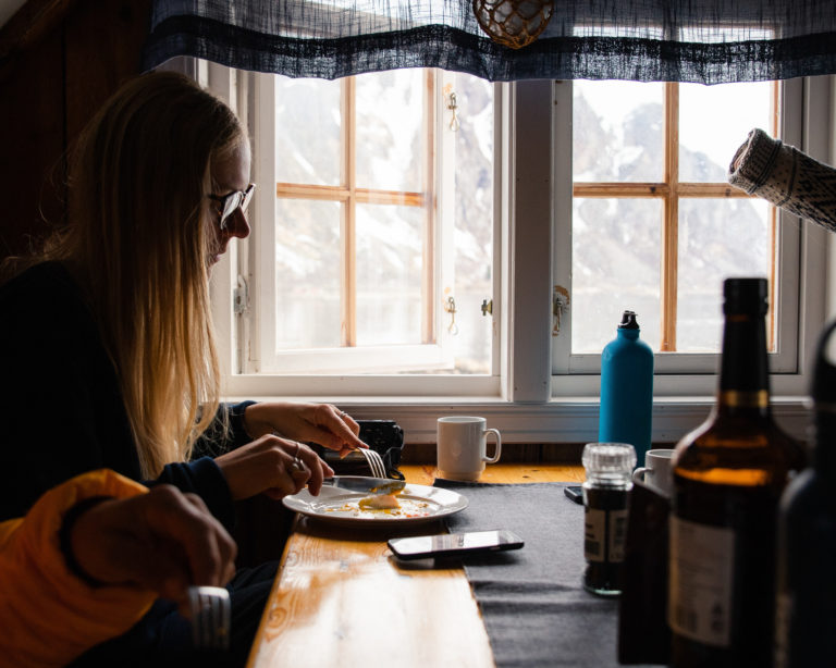 Daisy Maddinson on Svinøya Rorbuer in Lofoten. Photo: Lana Jackson