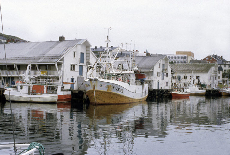The service centre for fishermen in Honningsvåg with elongated buildings reminding of the traditional warehouses © Ingebjørg Hage