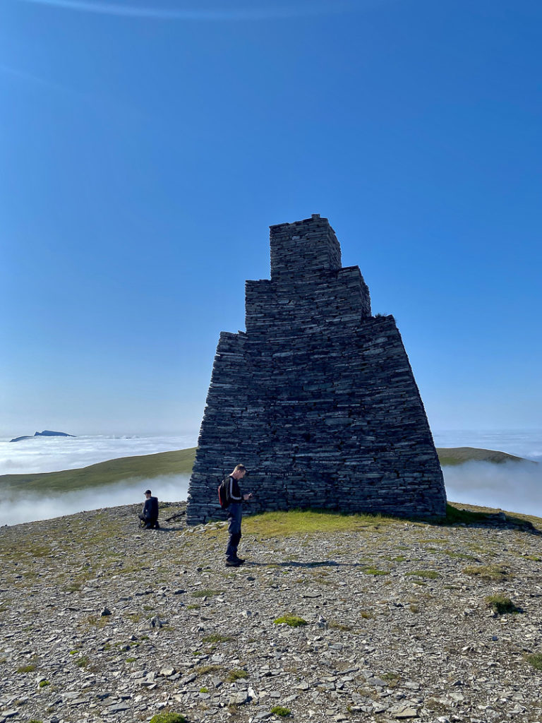 The beacon at Kjøttvikvarden is nine metres tall and visible way out at sea. But apparently not today... © Katelin Pell