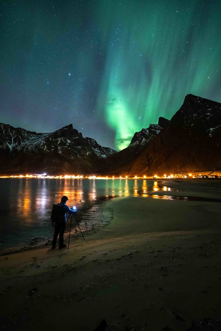 Fjord, village, mountains...the frame around the Northern Lights© Kristoffer Vangen