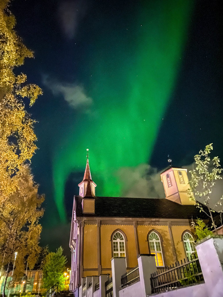 The Vår Frue (Our Lady) Cathedral is the world's northernmost, here lit by the Northern Lights © Knut Hansvold / nordnorge.dev09.dekodes.no / Tromsø