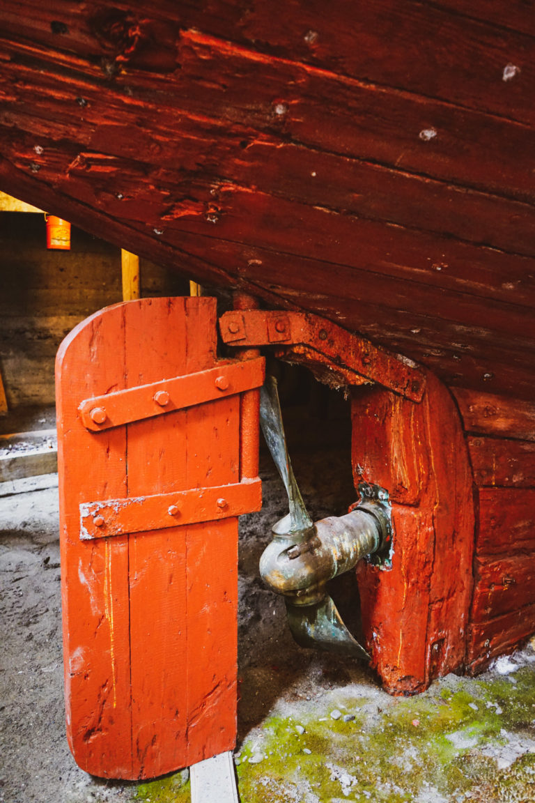Propellen på Pramma. Pramma sank faktisk da den gikk i opplag, men er heldigvis hevet og utstilt på Havnemuseet © Katelin Pell