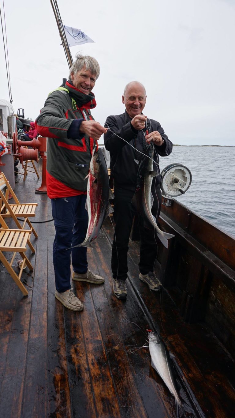 Storsei-fangst under pilegrimsseilas ute på Salta. Foto: Bernt Aanonsen / Pilegrim i Nord