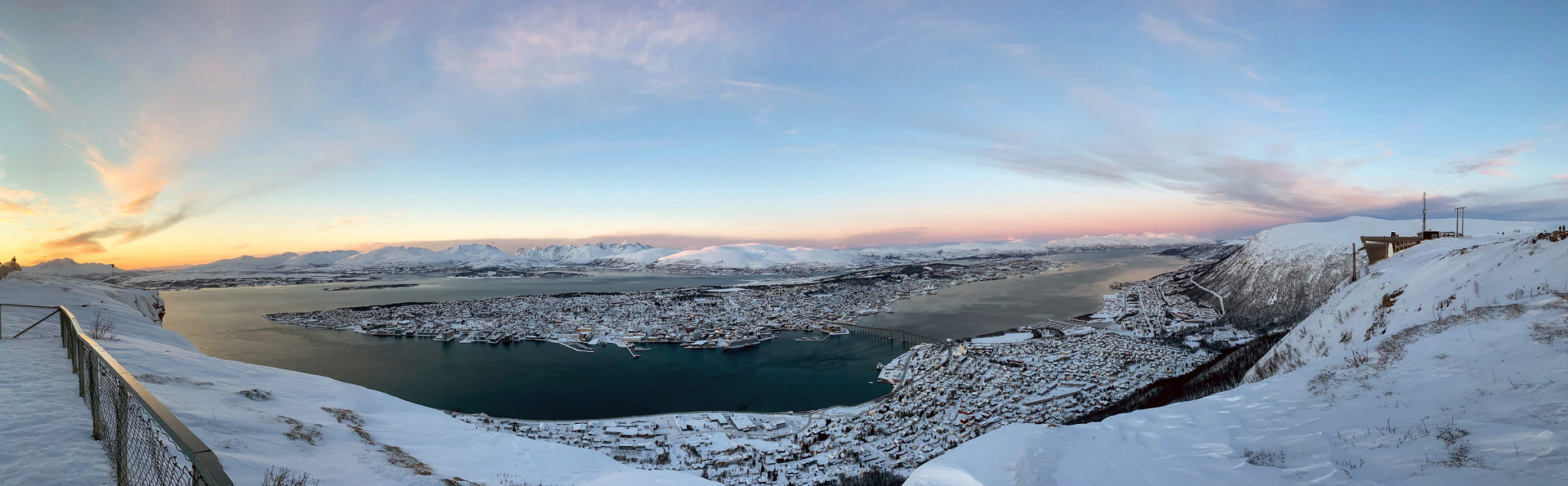 View from Mount Storsteinen on a day in January, after having hiked up the Sherpa steps © Knut Hansvold