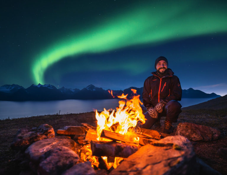 When you get company from the other side of the fjord while hiking in the Lyngenfjord autumn night © Petr Pavlíček