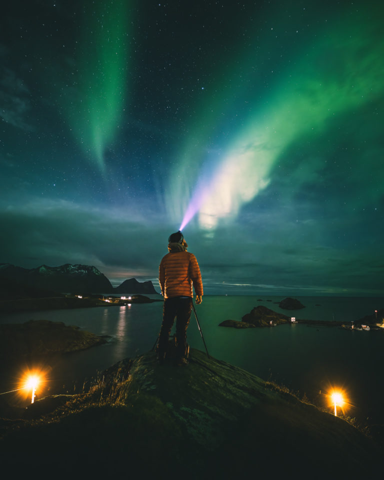 Suddenly the green rays appears on the sky. Senja's Atlantic side ©Truls Åsnes