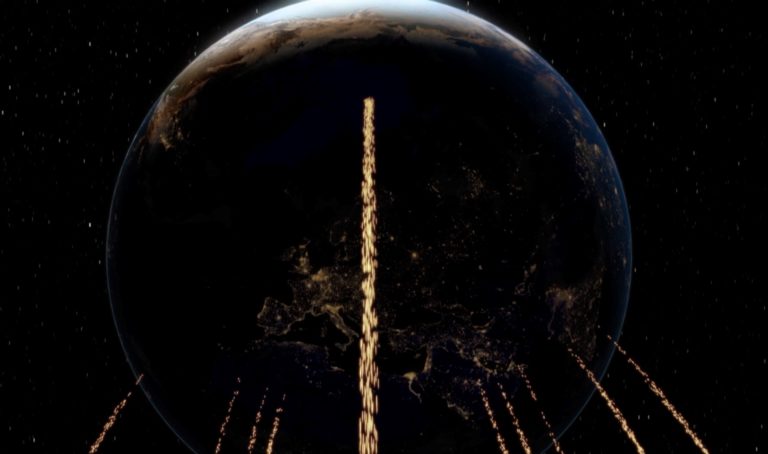 Solar winds from the sun sent towards the earth, and are lead along the magnetic shield of the planet towards the polar regions.