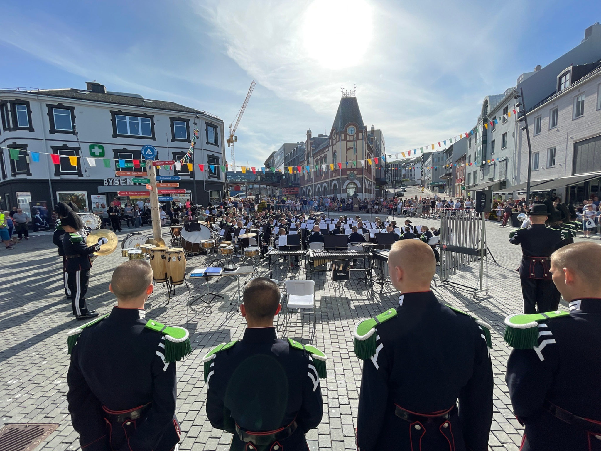 Rikard Kaarbøs plass is the square forming the absolute centre of Harstad. The bank building on the opposite side is in festive art nouveau style © Øivind Arvola / Harstad kommune