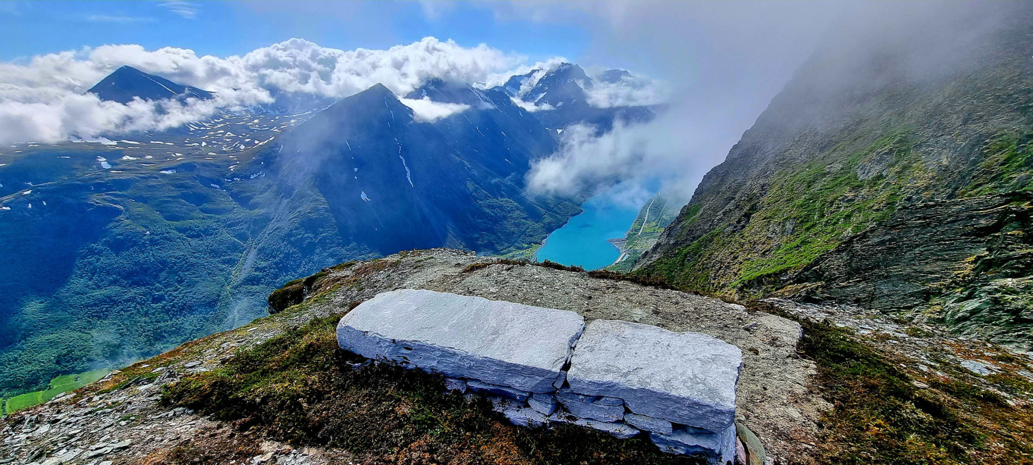 View down to the little fjord "Kjosen" from the top of the Lyngentrappa - Lyngen Steps © Erik Joachimsen