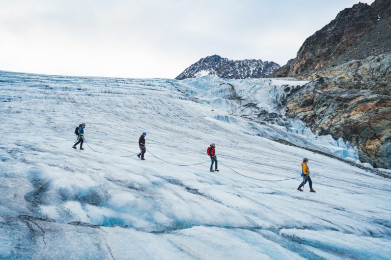 Lyngen Outdoor Experience on solid spikes across the Steindalsbreen glacier in the Lyngen Alps © Petr Pavlíček